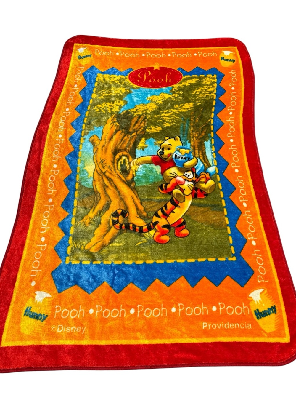 Vintage Disney Pooh Tigger blanket Providencia 90s rare large throw 93x55